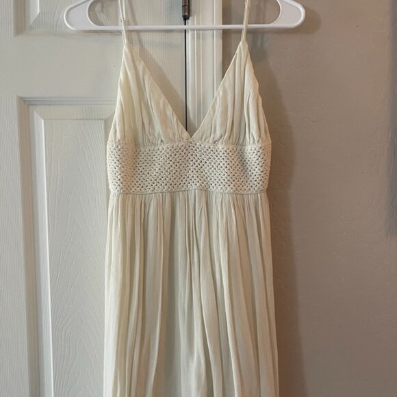 VOLCOM Mini Dress V Neck Adjustable Straps Crochet Detail Lined Sz S Ivory - Picture 1 of 5